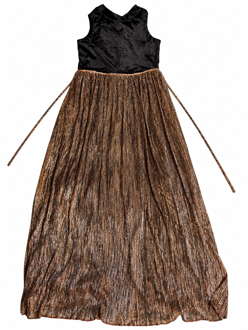 Vestido de Fiesta para Niña 13–14 Años Negro y Dorado – Seminuevo